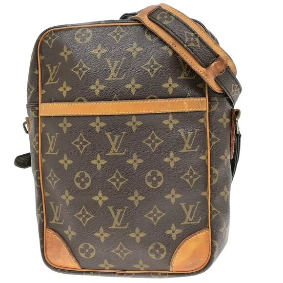 LOUIS VUITTON Logo Danube MM Shoulder Bag Monogram Leather Brown M45264 38ED713 - Picture 1 of 16